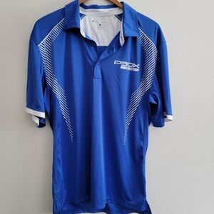 P90X Beachbody Trainer Fitness Polo Shirt Light Silky Jersey Blue Large